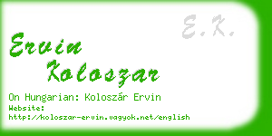 ervin koloszar business card